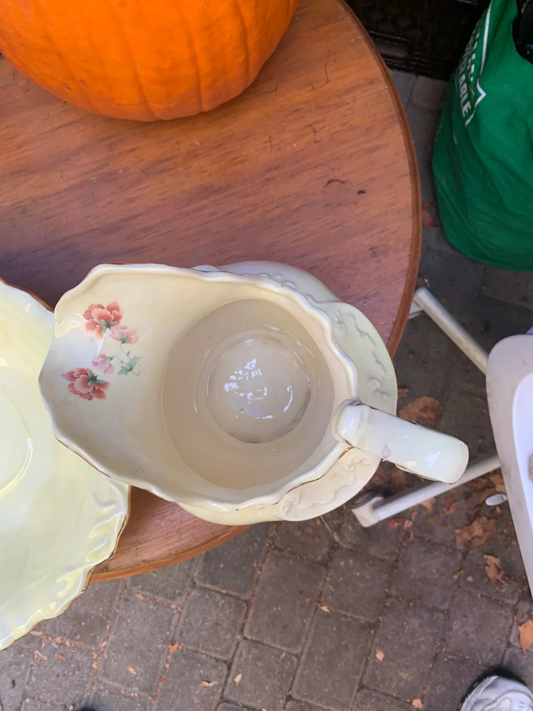Vintage Cream Floral Pitcher and Bowl Set image indicator(4)