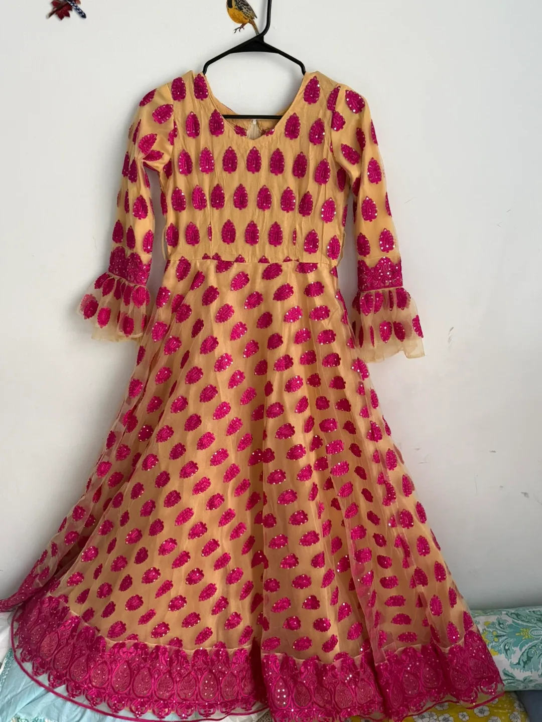 Pink & Beige Embroidered Dress image indicator(2)