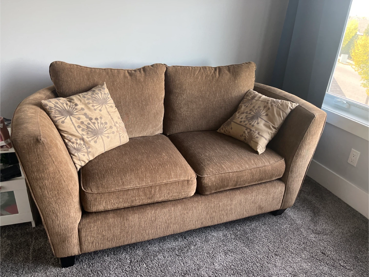 Brown urban barn Loveseat Sofa with Pillows