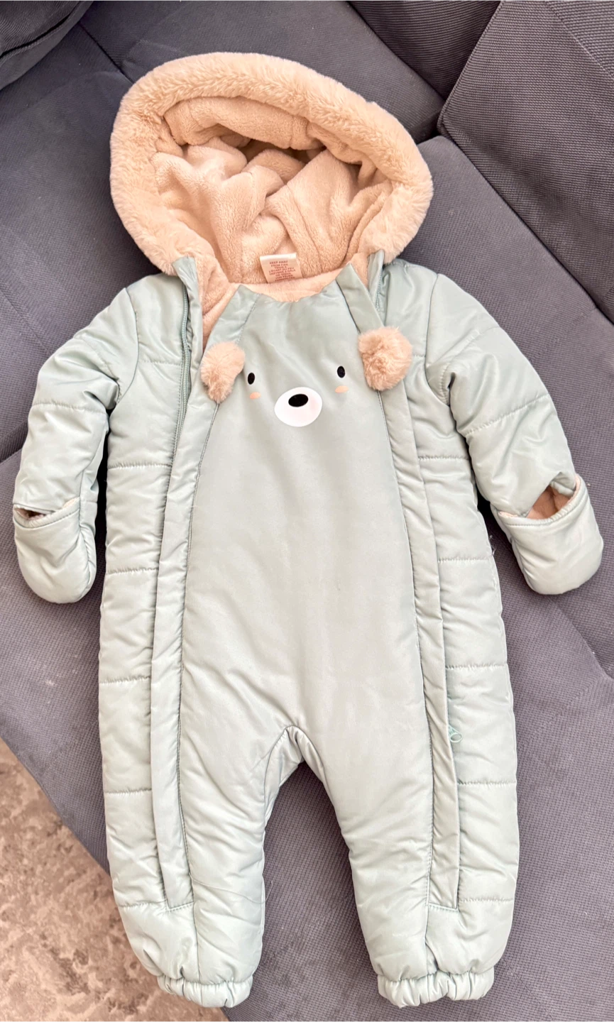 Baby Snowsuit - Light Blue Bear Design