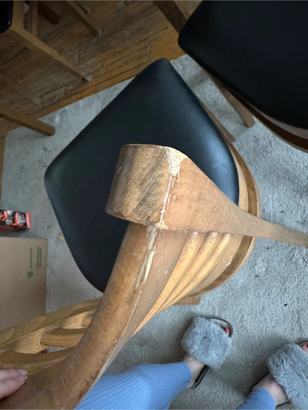 Four Wooden and Leather Dining Chairs - photo 2