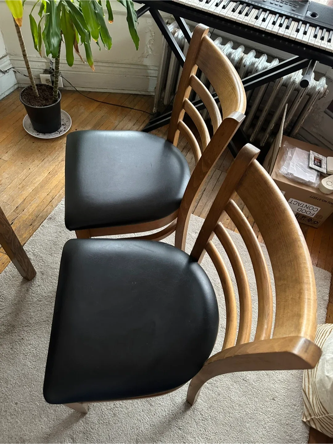 Four Wooden and Leather Dining Chairs