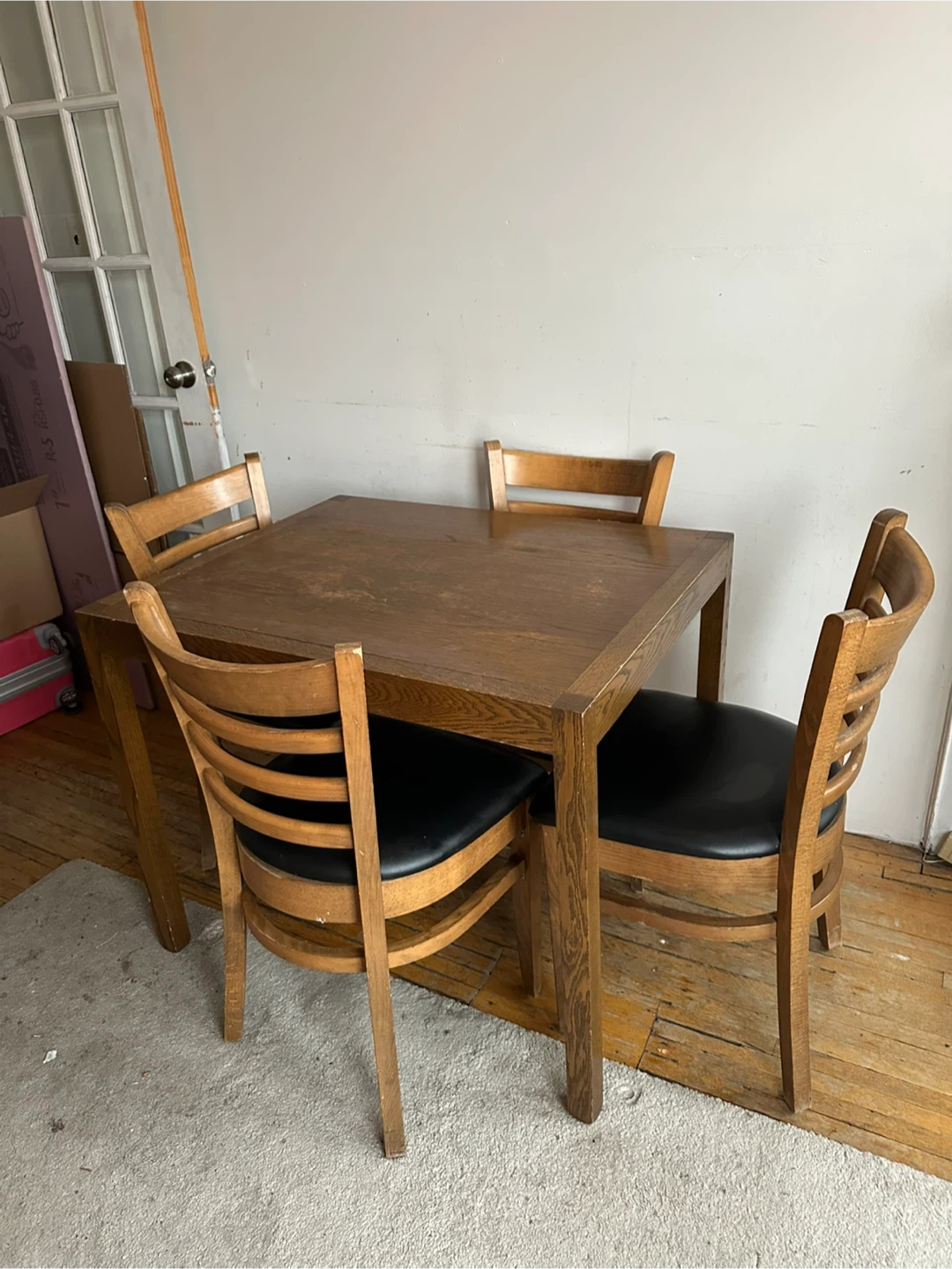 Four Wooden and Leather Dining Chairs - photo 3
