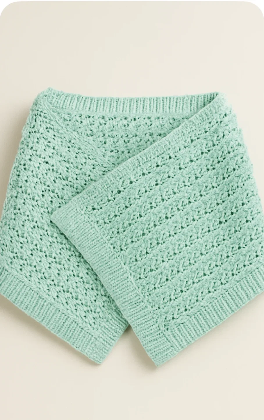 Handmade Knitted mint green shawl thumbnail