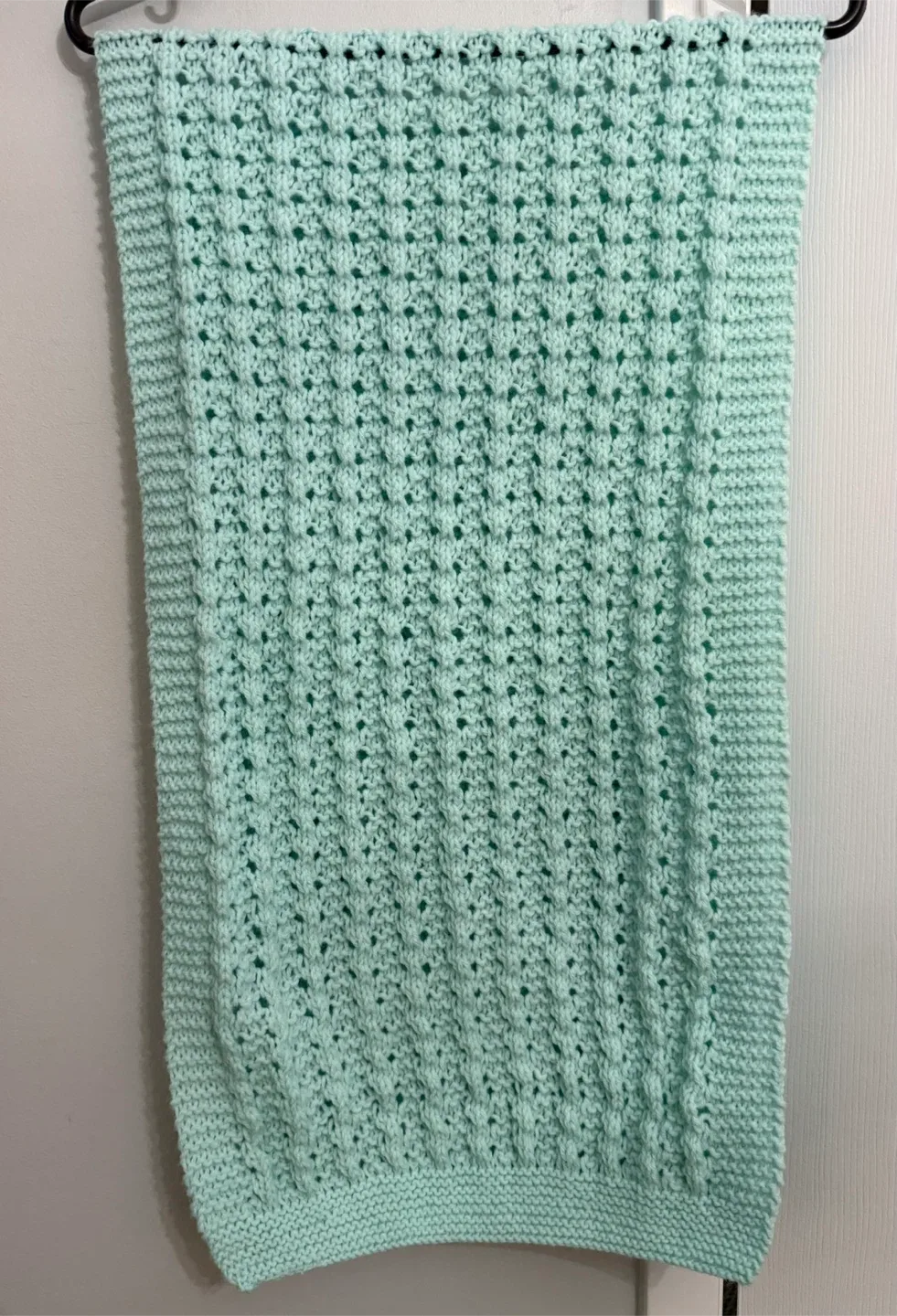 Handmade Knitted mint green shawl image indicator(3)
