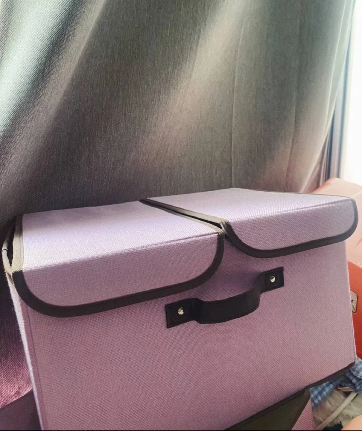 Lilac Fabric Storage Bin with Lid - 4 pcs thumbnail
