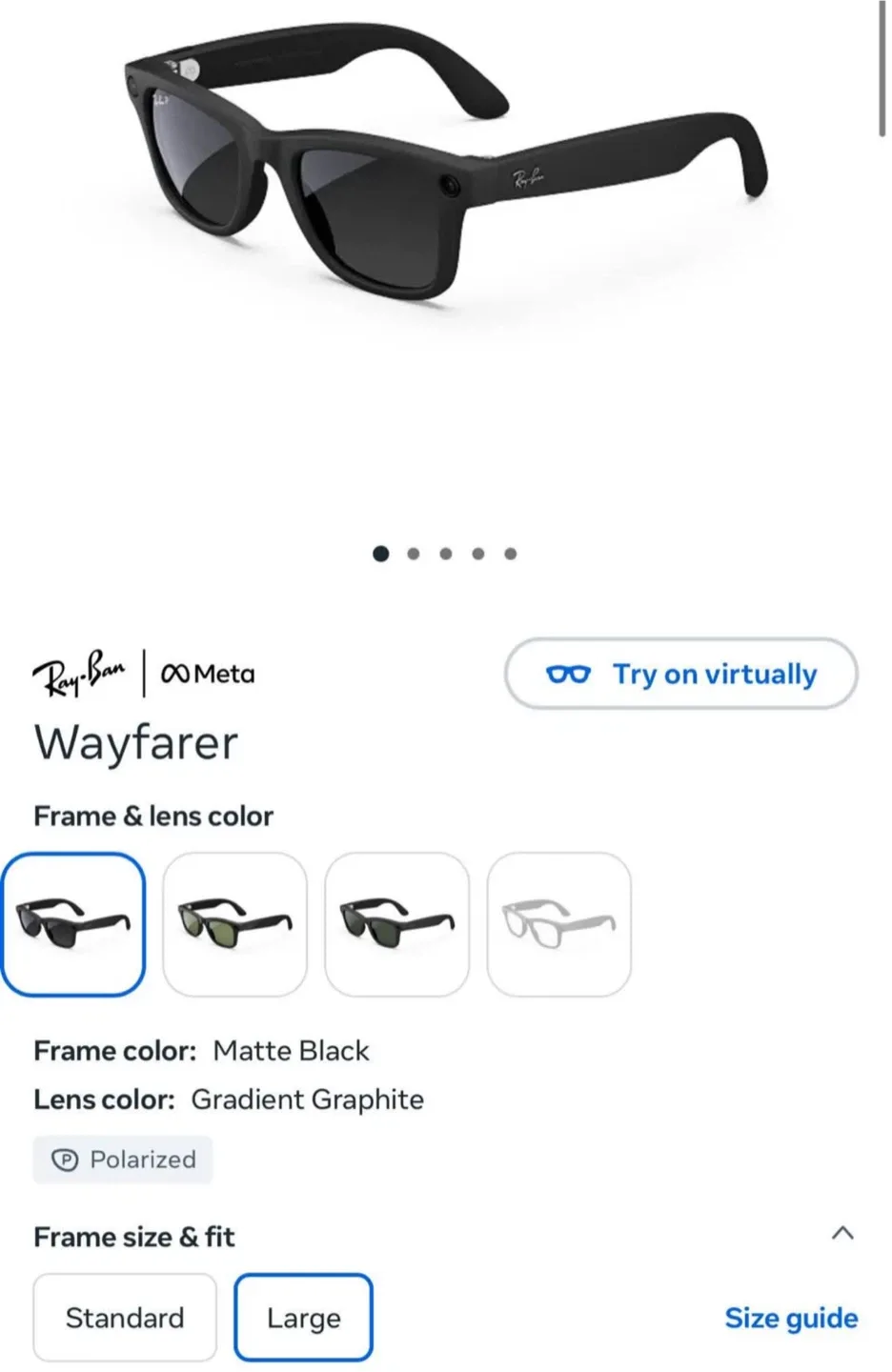 Ray-Ban Meta Wayfarer Smart Glasses - New! image indicator(9)