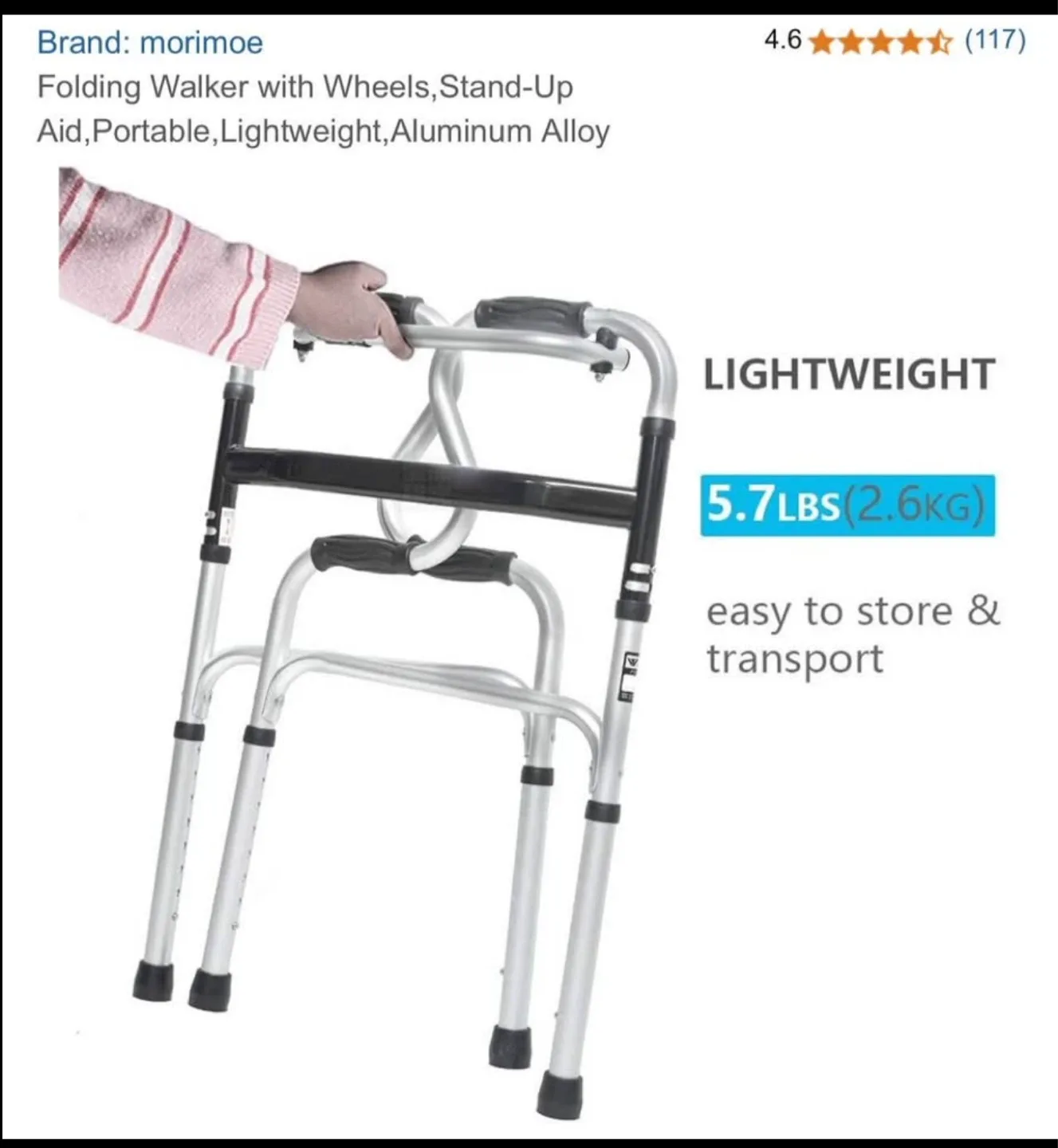 Morimoe Folding Walker with Wheels - Lightweight image indicator(4)