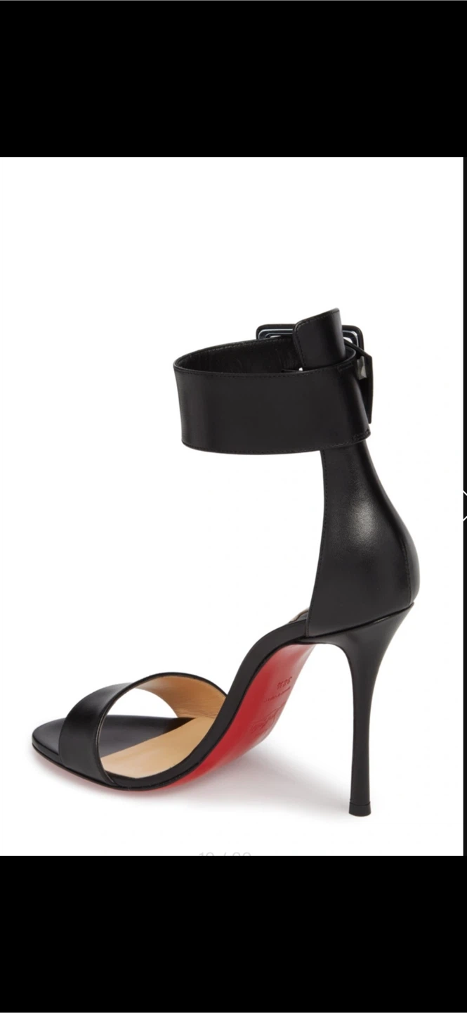 Christian Louboutin Black Leather Ankle Strap Heels