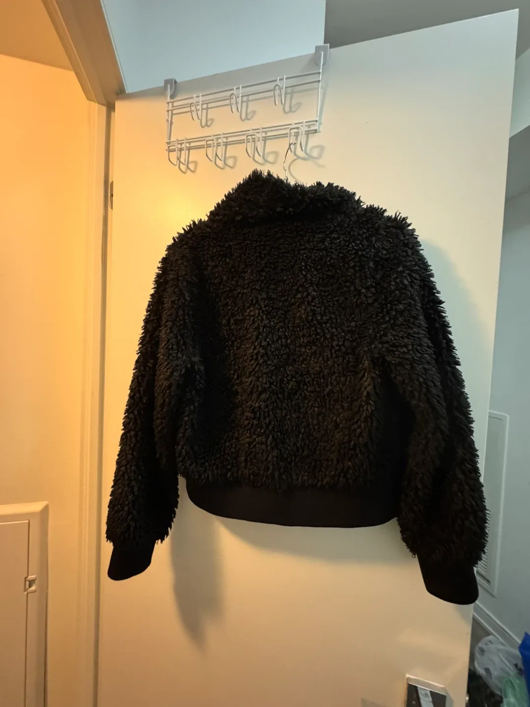 Zara TRF Collection Black Fuzzy Jacket - Size M image indicator(4)