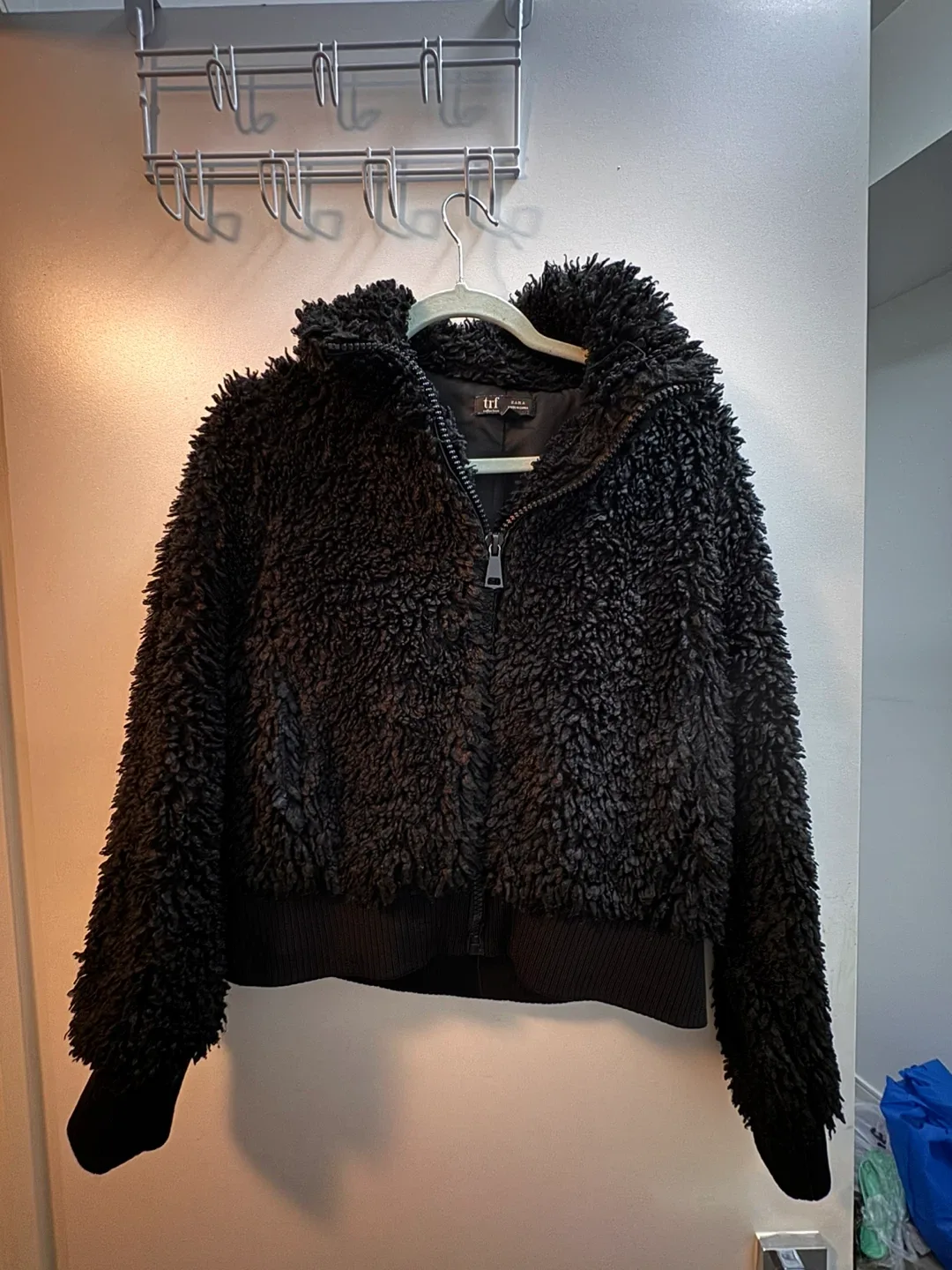 Zara TRF Collection Black Fuzzy Jacket - Size M image indicator(2)