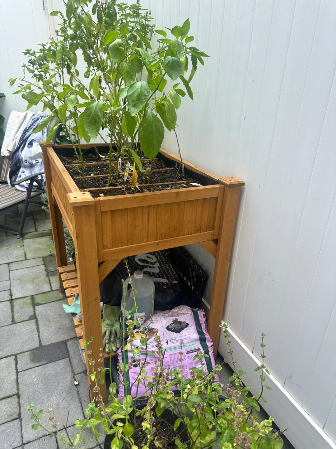 Wood Raised Garden Bed with Shelf - photo 3