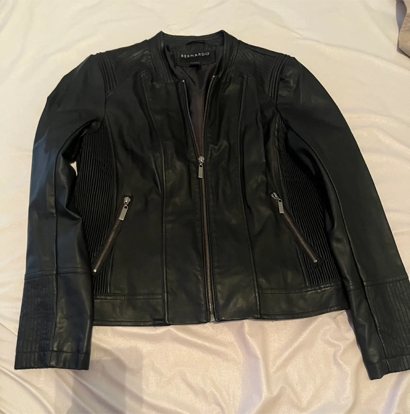 2 Bernardo Leather Jacket - Black & Beige image indicator(3)
