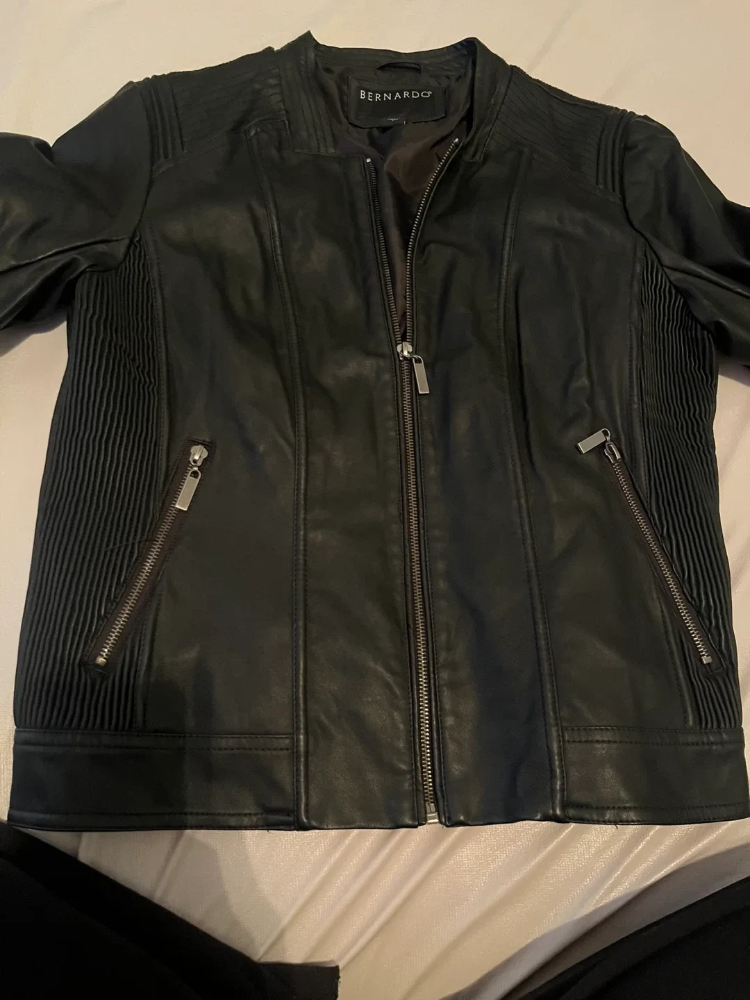 2 Bernardo Leather Jacket - Black & Beige image indicator(9)