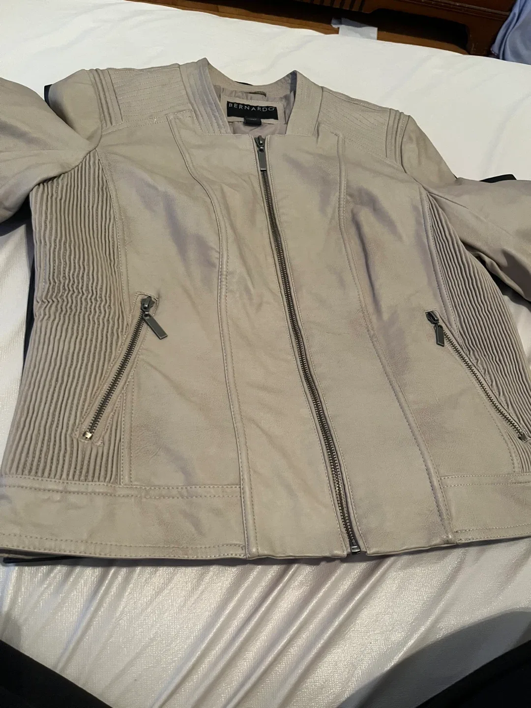 2 Bernardo Leather Jacket - Black & Beige image indicator(8)