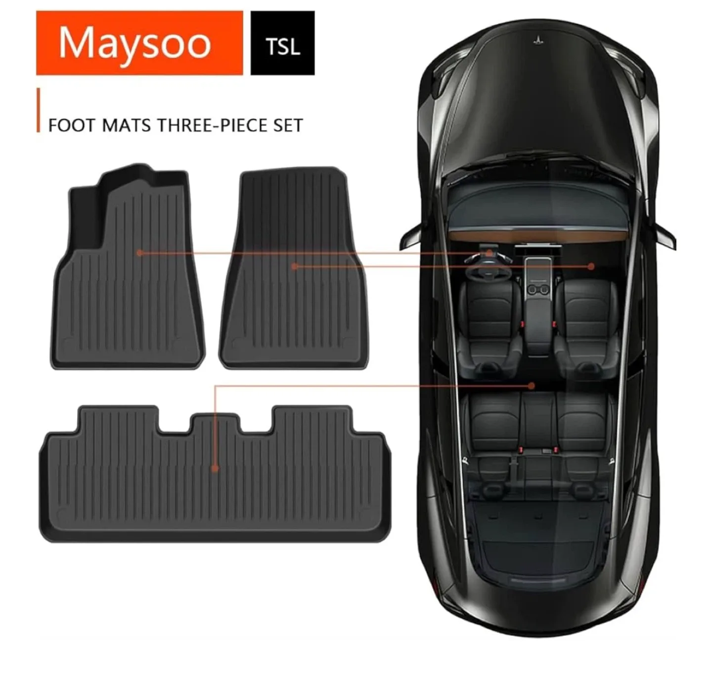 Maysoo Tesla Model 3 Floor Mats - Black image indicator(2)