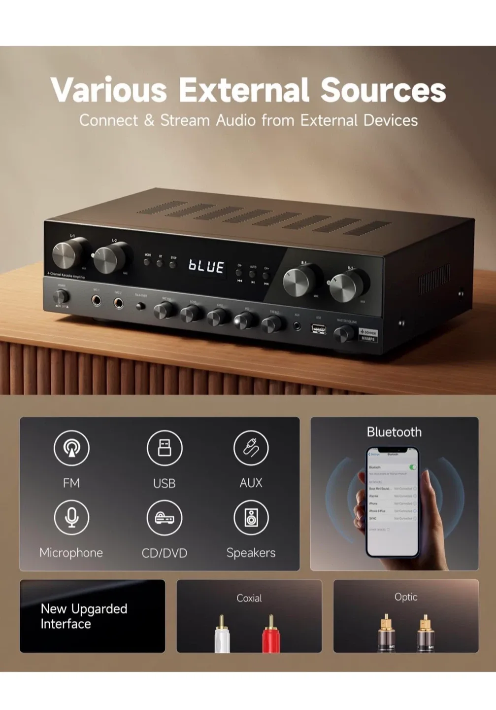 Donner Bluetooth 5.0 Stereo Amplifier - New image indicator(3)