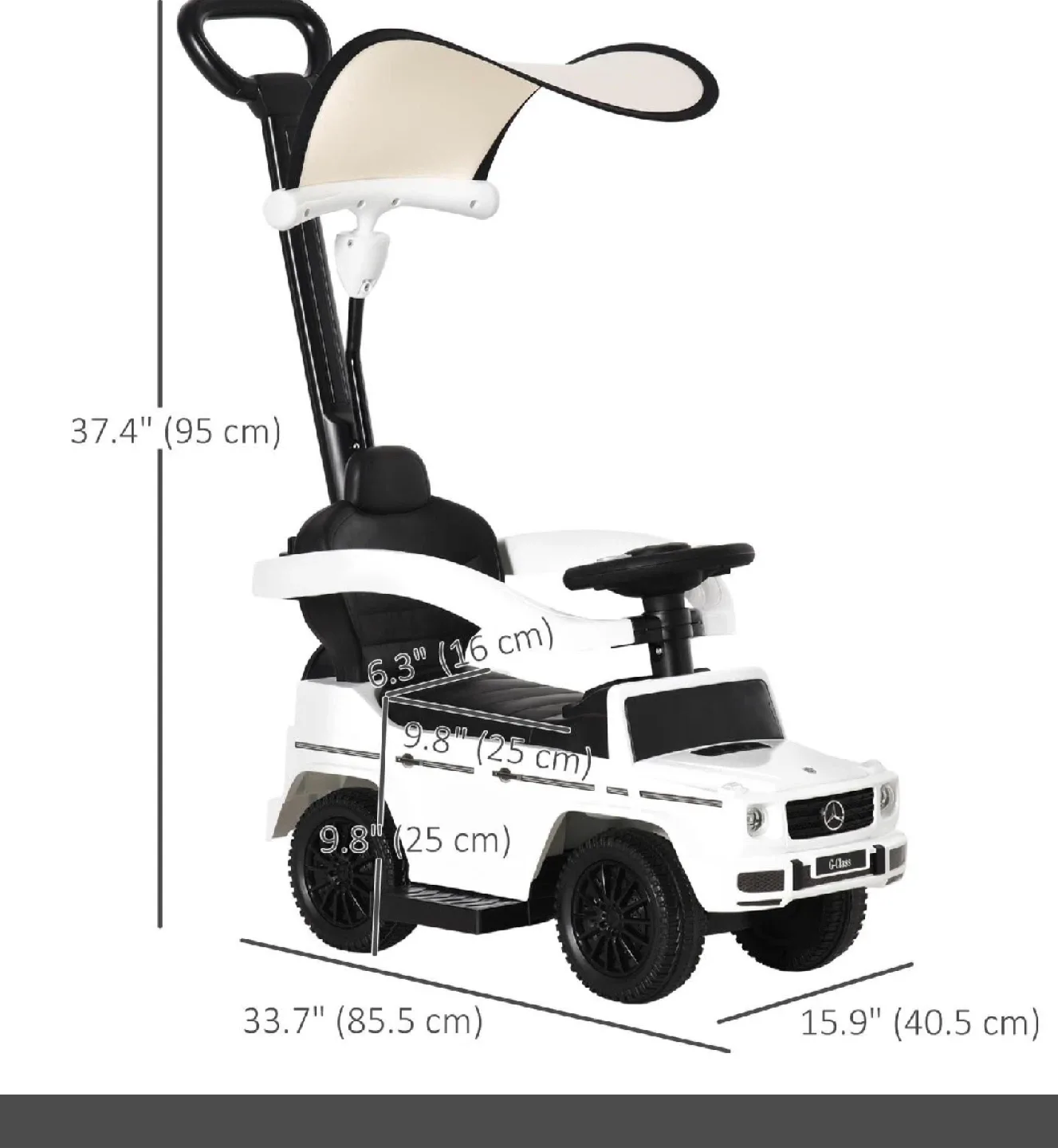 New Aosom Mercedes-Benz G-Class Ride-On Push Car - White image indicator(3)