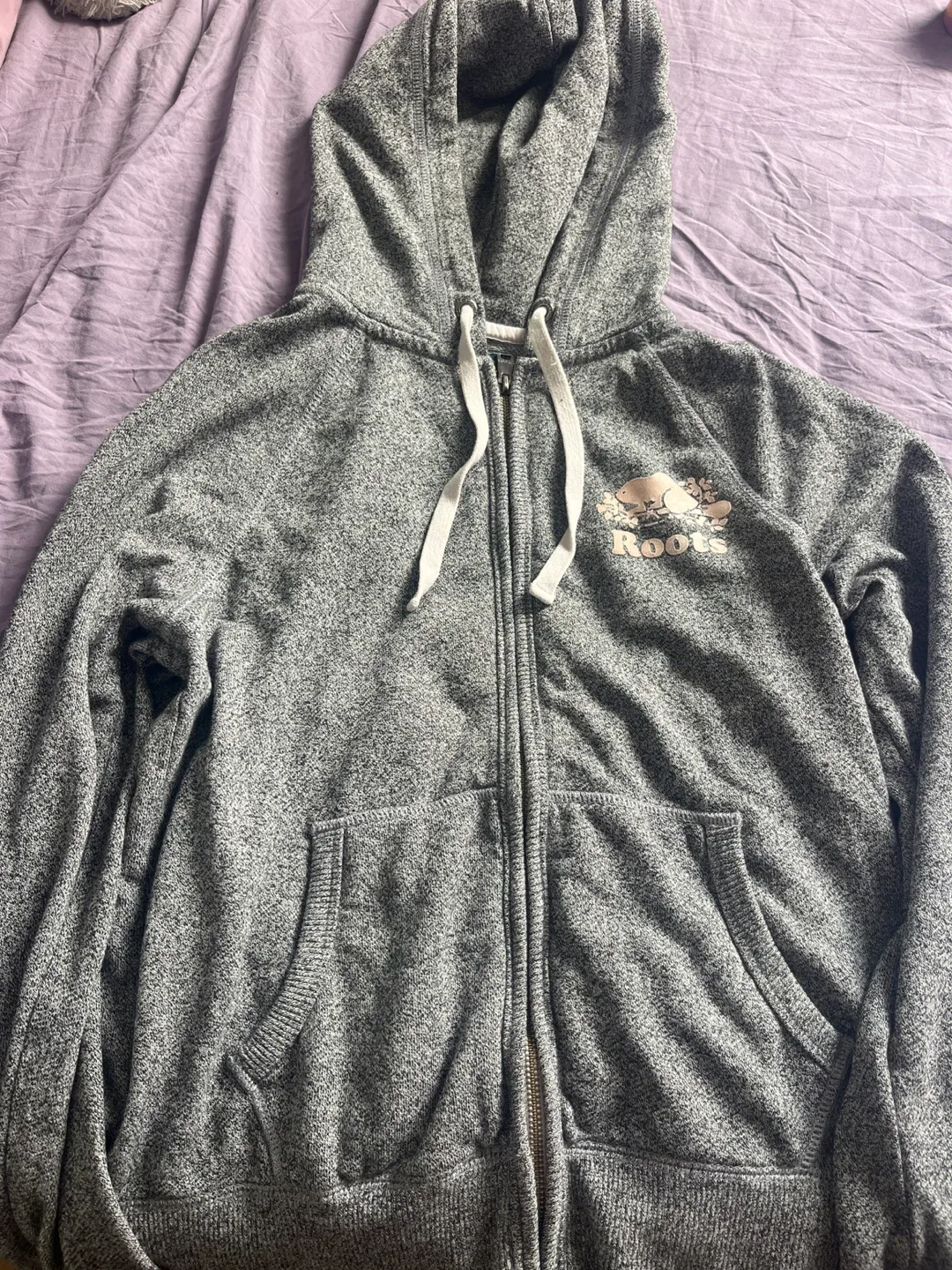 Roots Grey Full Zip Hoodie - Size M thumbnail