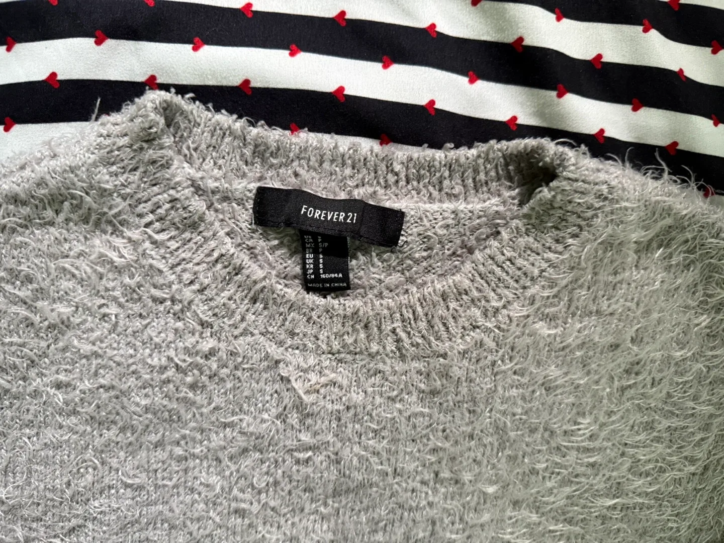 Forever 21 Grey Fuzzy Knit Sweater - Size S image indicator(2)