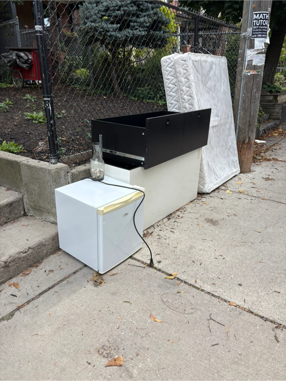 Mini fridge, mattress