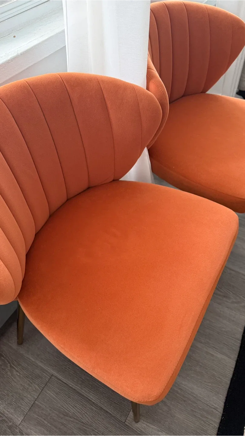 Orange Velvet Accent Chairs - Set of 2 image indicator(2)