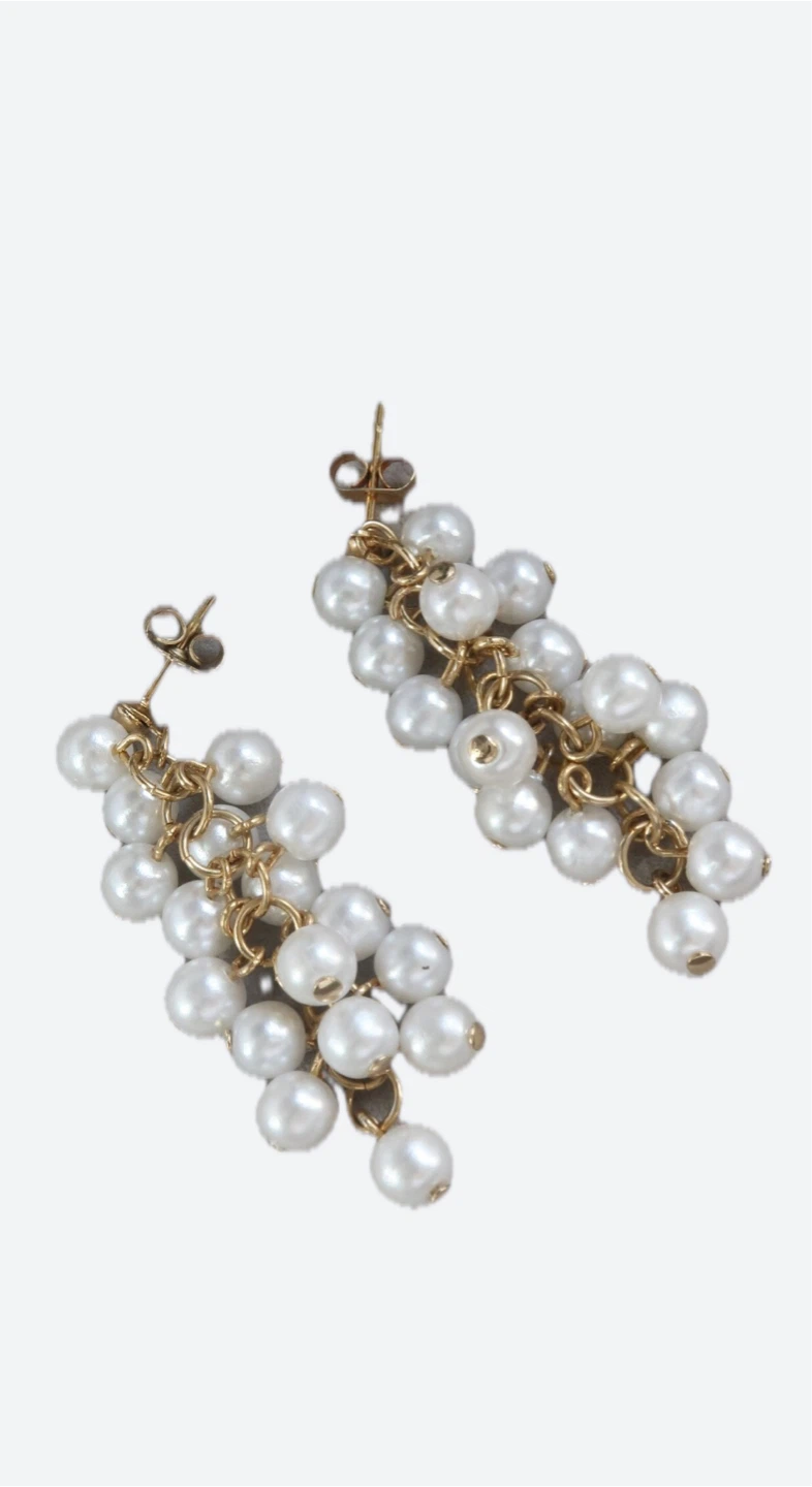 Pearl Cluster Dangle Earrings - photo 2