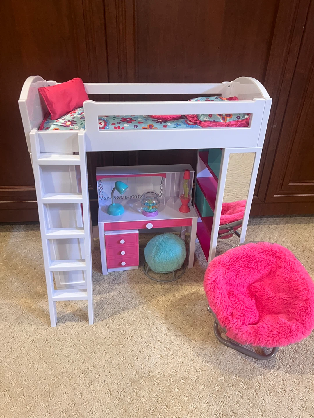 My life: 18 inch doll Loft Bed, Desk & Chair Set