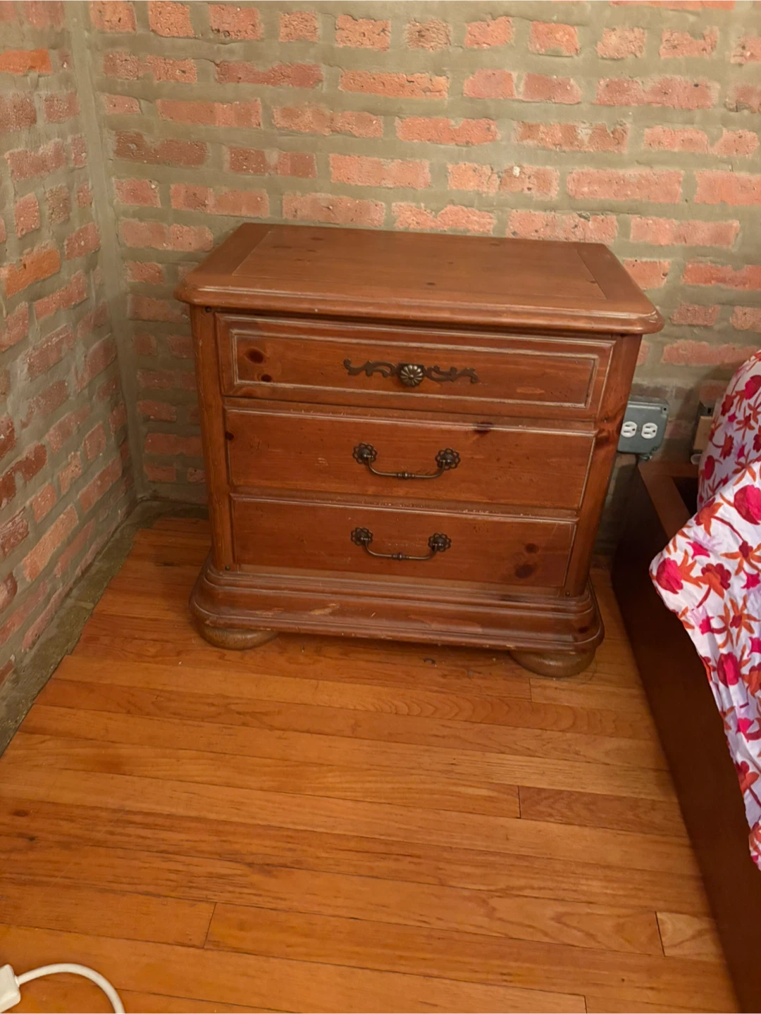 Wooden 3-Drawer Nightstand