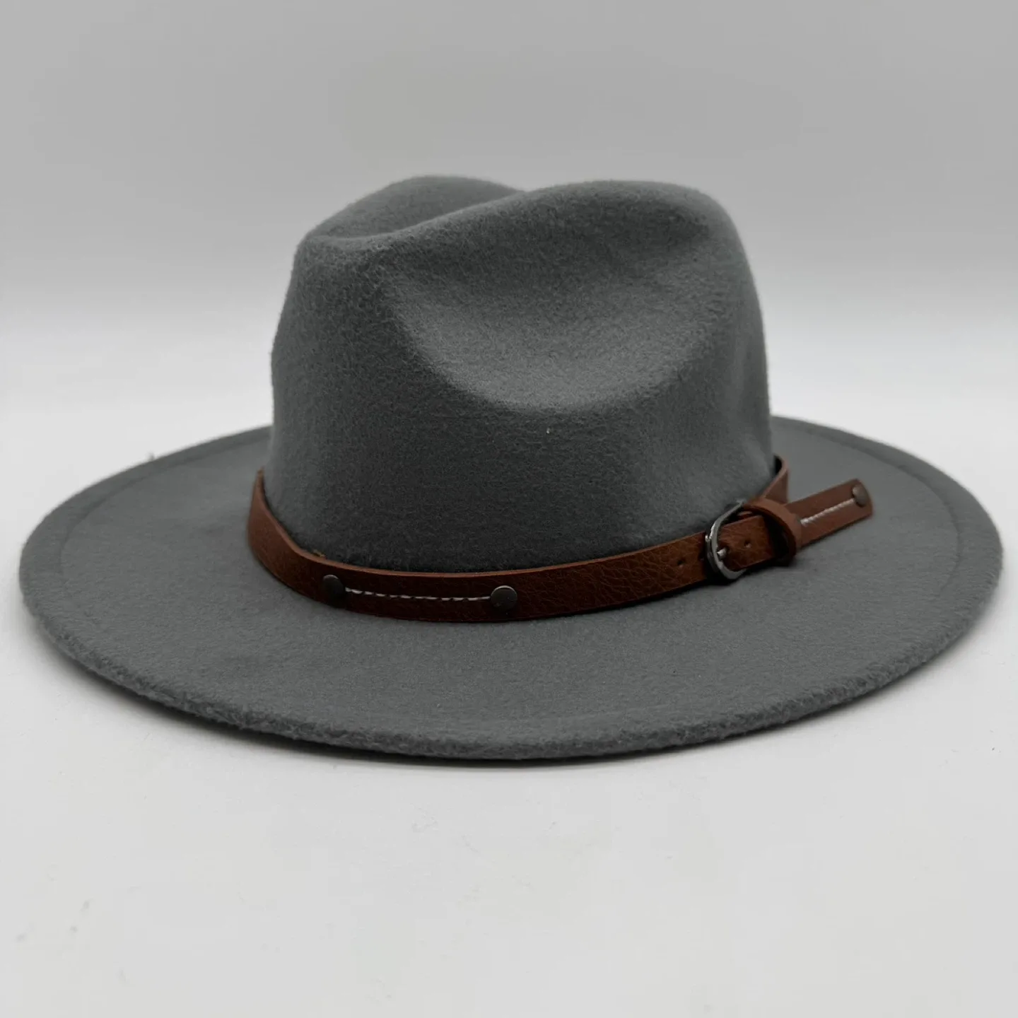Used Unisex Fedora Hat - Gray with BrownBand (Size 57) thumbnail