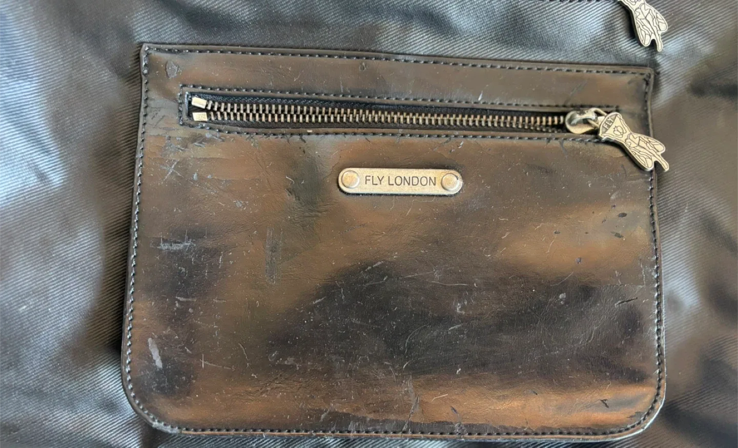 Fly London Black Leather Canvas Bag Thrashed image indicator(5)