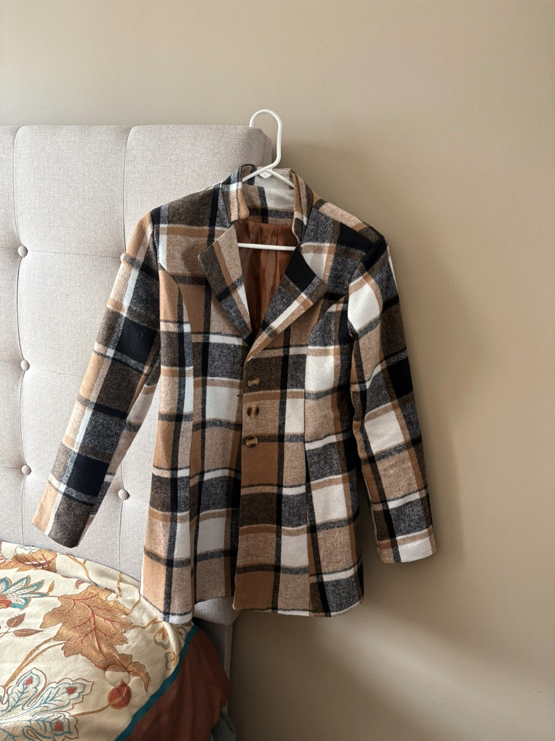 Plaid Blazer - Brown, Black, White