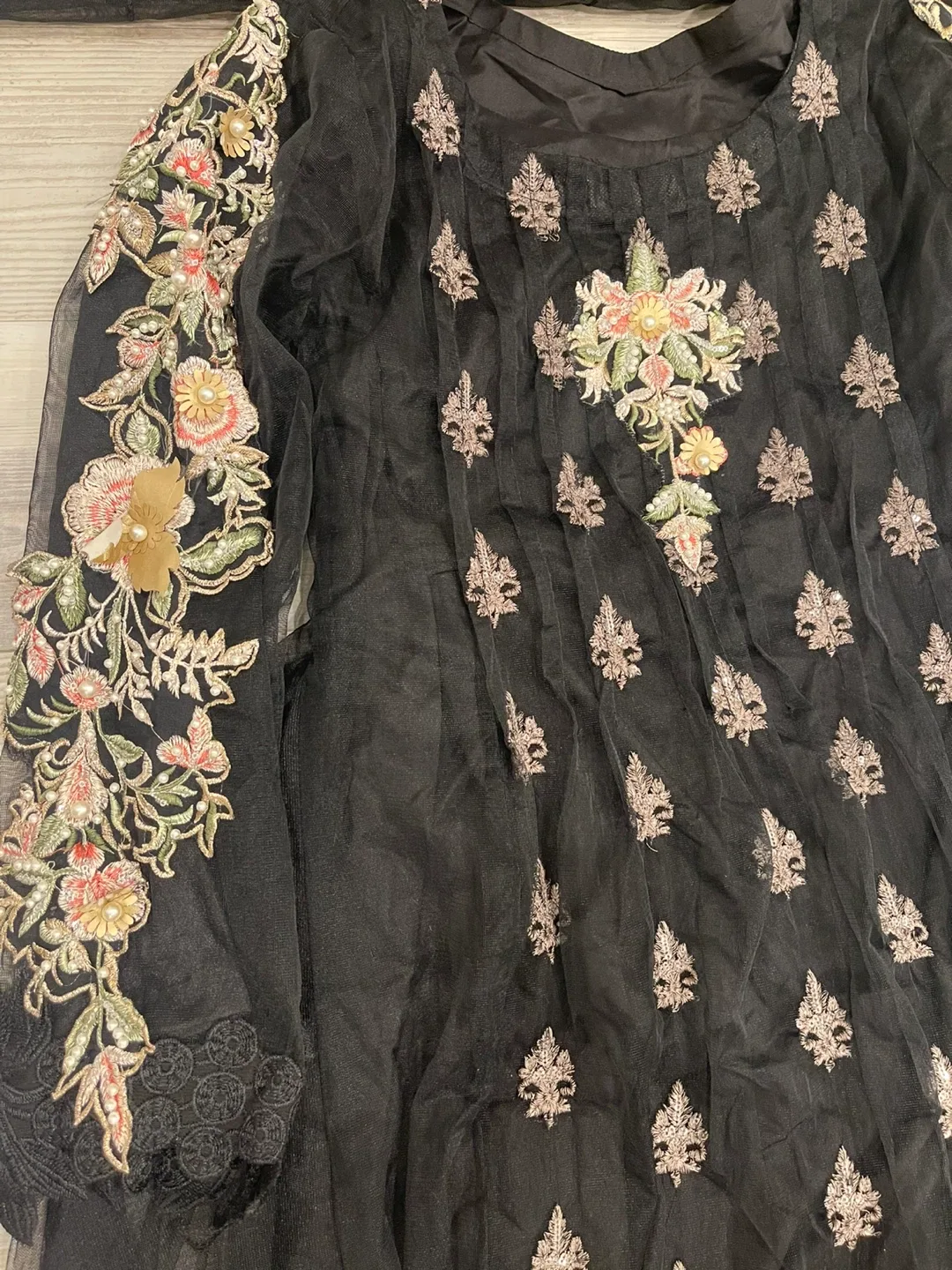 Black Embroidered Anarkali Dress with Dupatta image indicator(4)