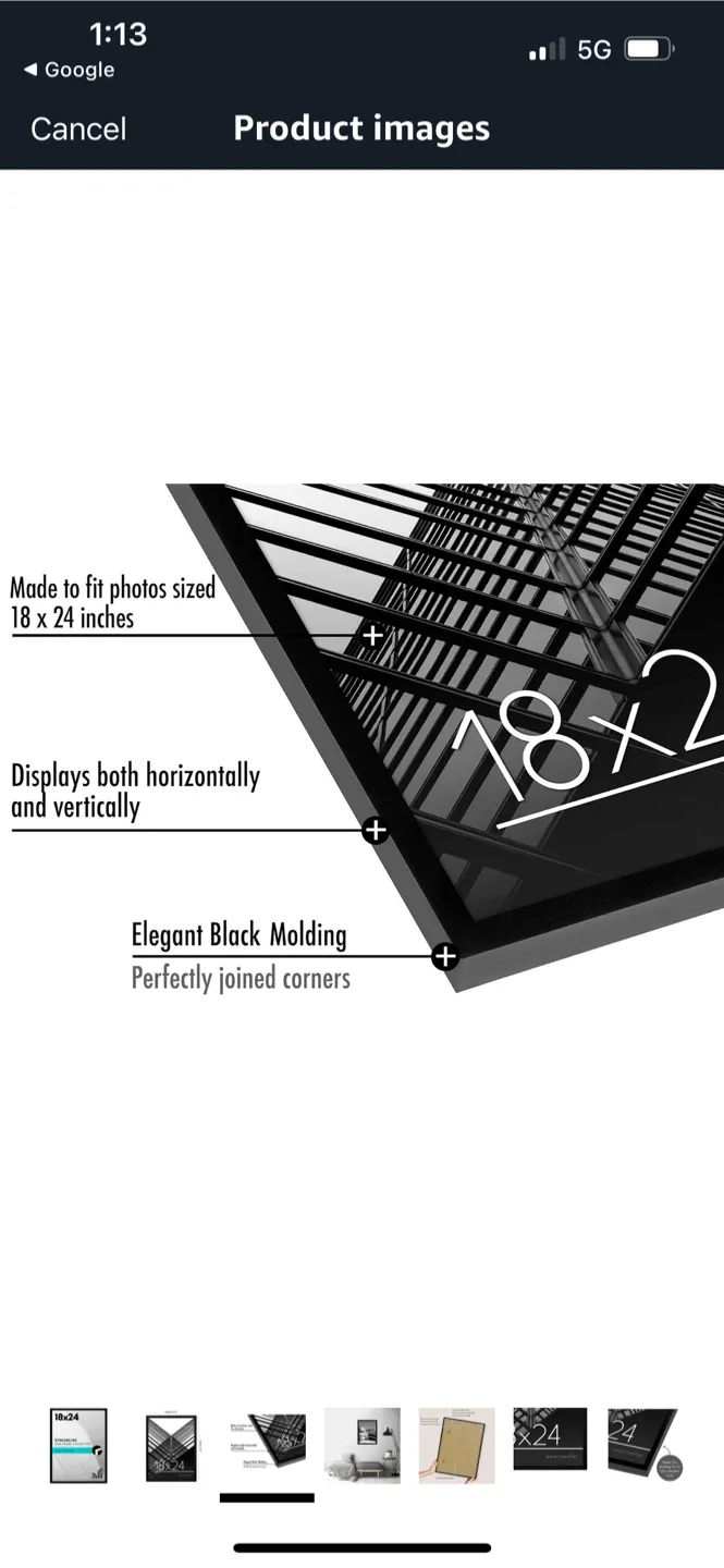 New Americanflat 18x24 Picture Frame - Black image indicator(3)