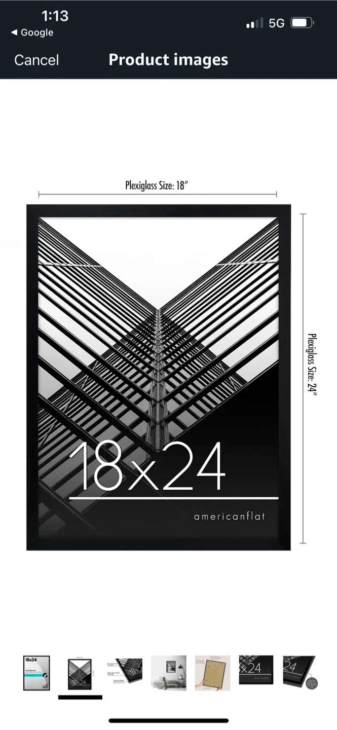 New Americanflat 18x24 Picture Frame - Black image indicator(2)