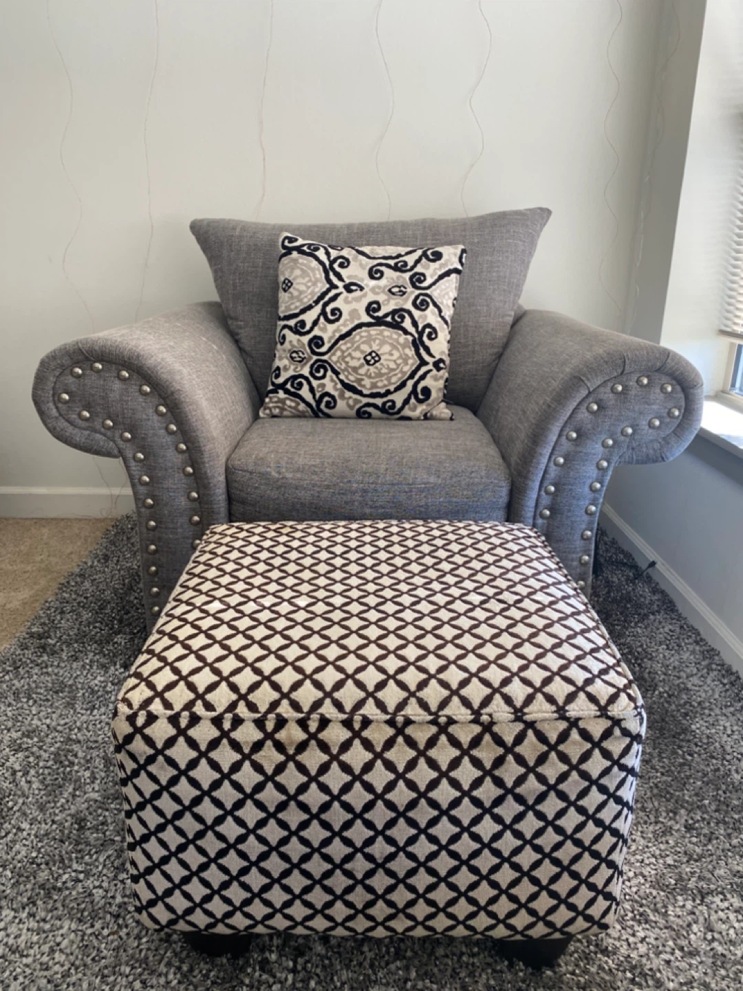 Gray Armchair and Ottoman Set - photo 2