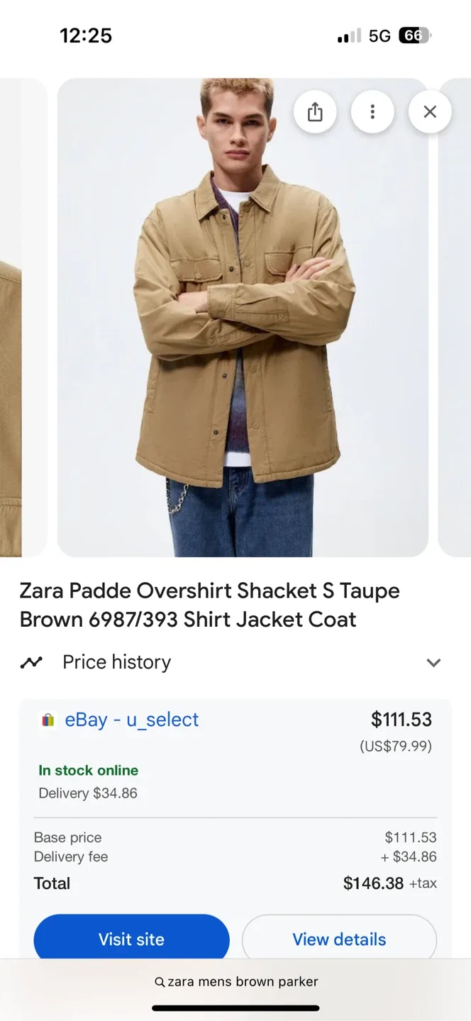 Zara Overshirt Shacket - Taupe Brown - Size XL image indicator(2)