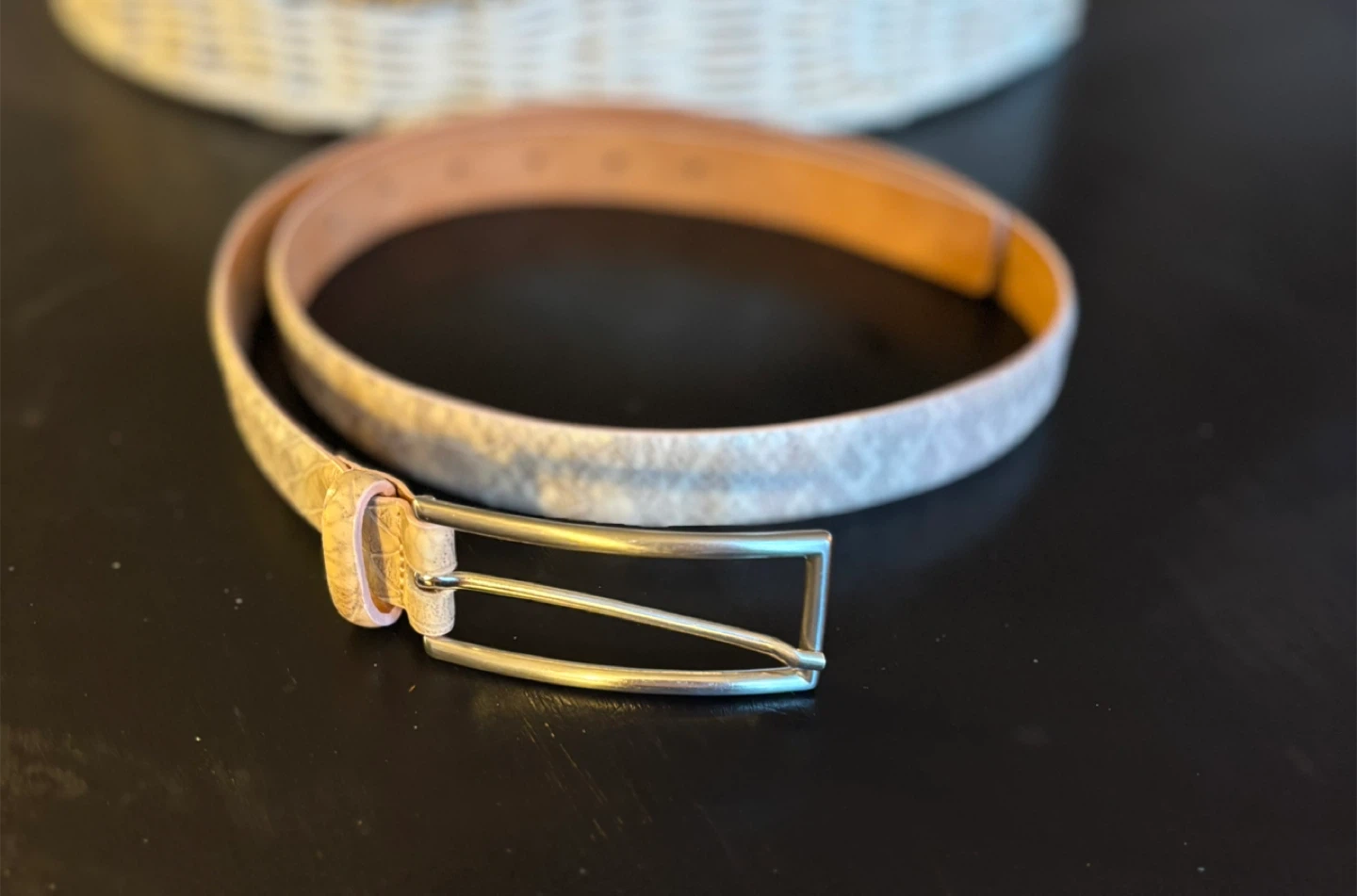 Berge Genuine Textured Snake print leather belt