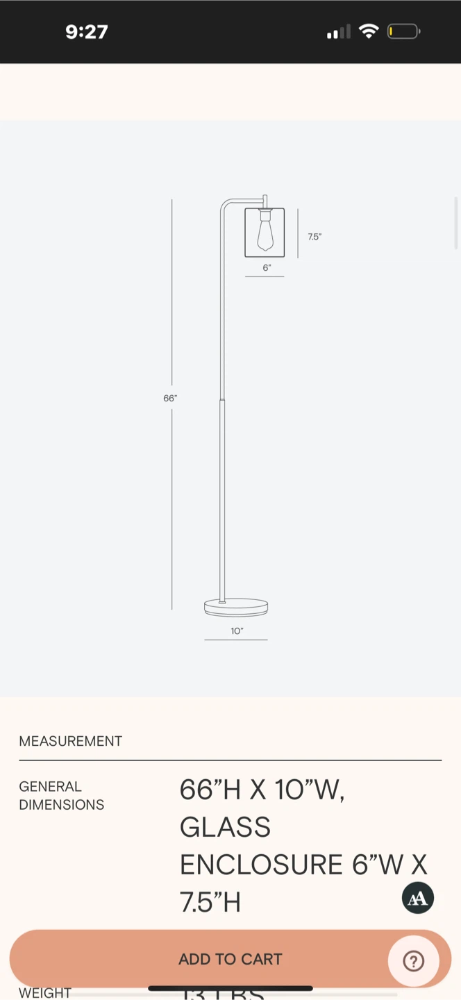Gold Floor Lamp - 66" Height - photo 2