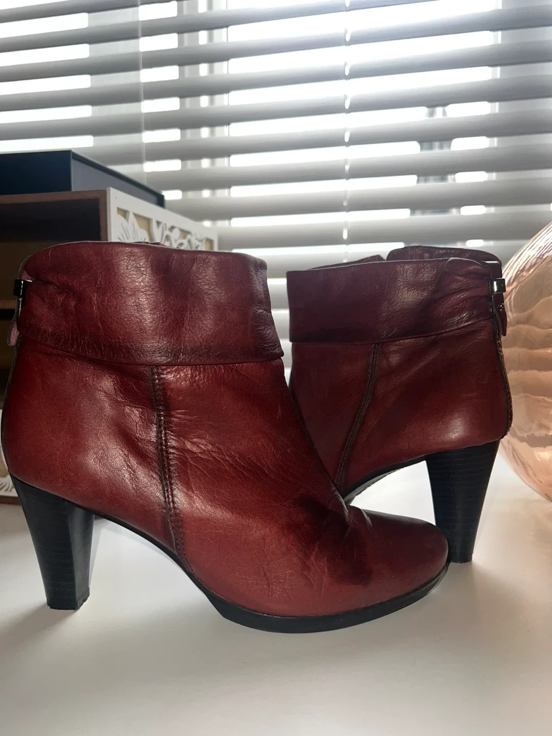 Gabor Red Leather Ankle Boots - Size 37 thumbnail