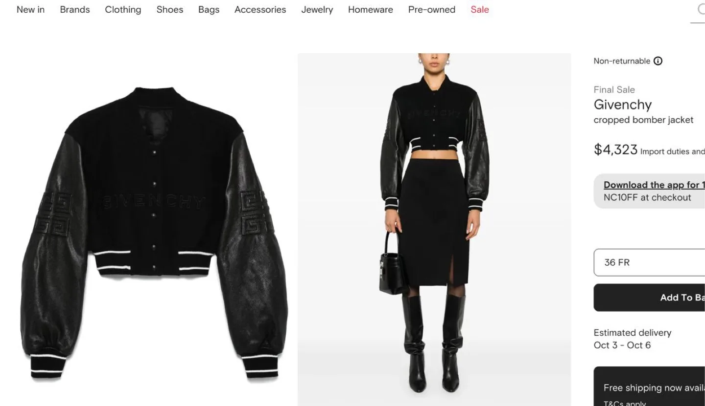 Givenchy Cropped Bomber Jacket - Size 36 FR image indicator(5)