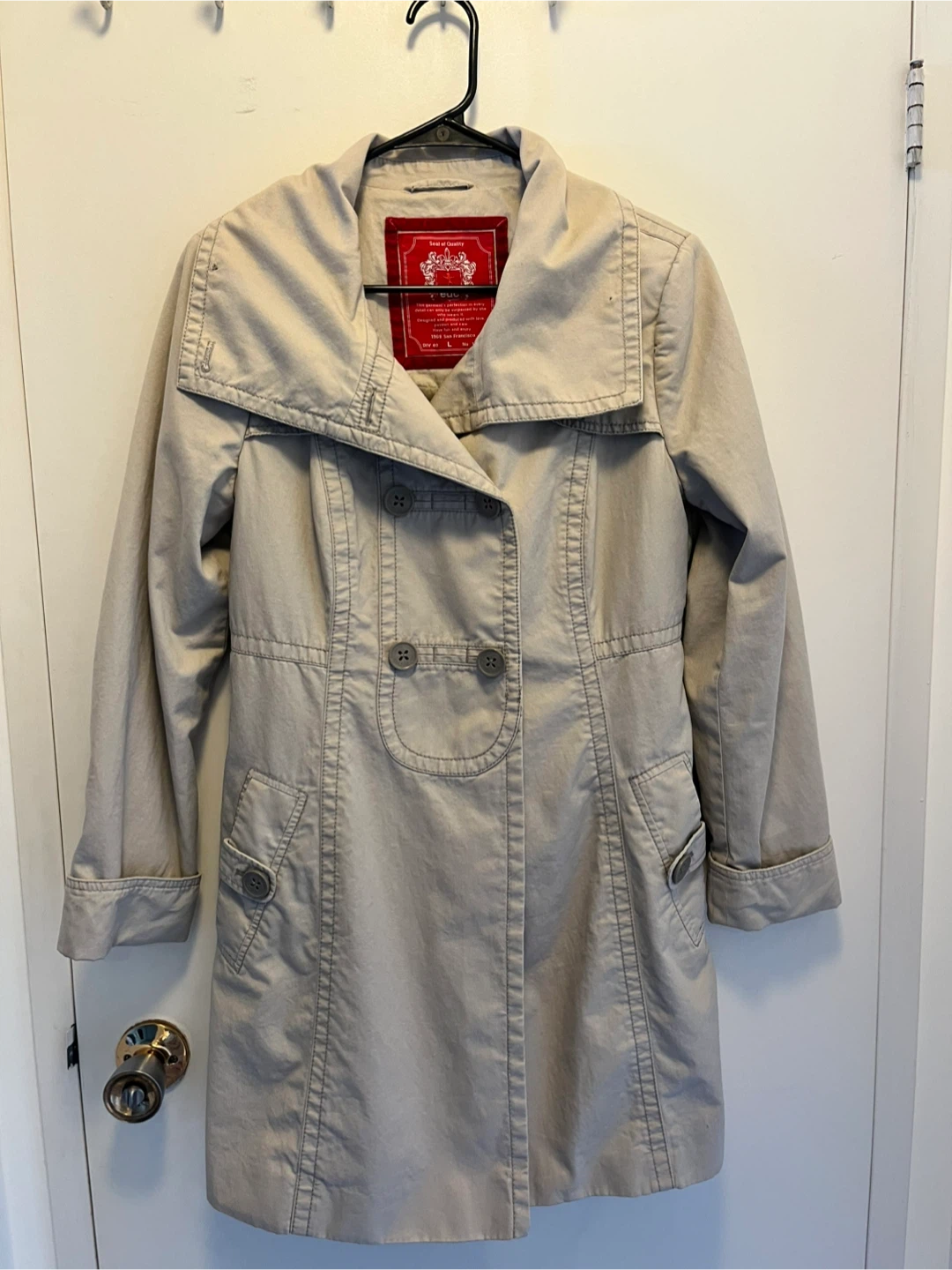 Women’s jacket / Women's Beige Trench Coat - Size L