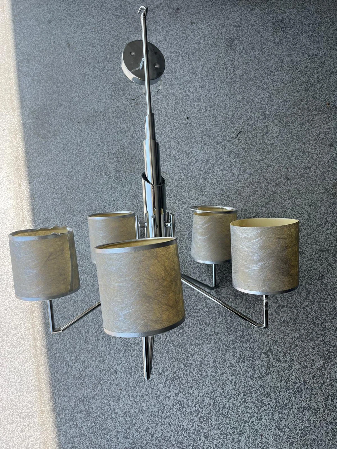 Modern Chrome & Beige 5-Light Chandelier