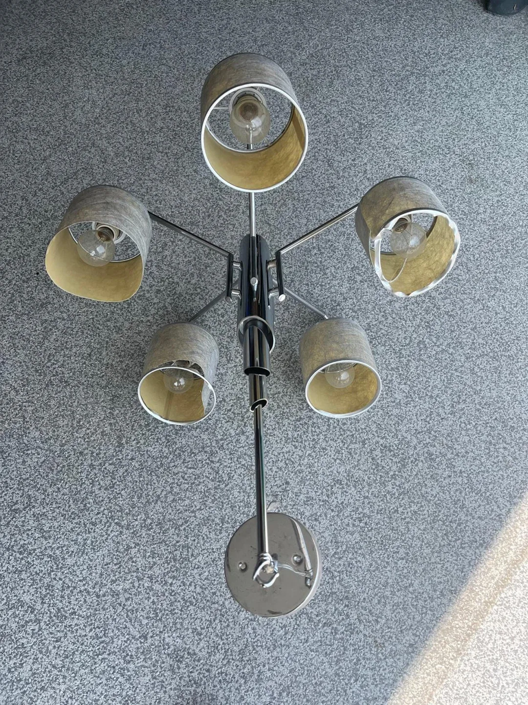Modern Chrome & Beige 5-Light Chandelier image indicator(2)
