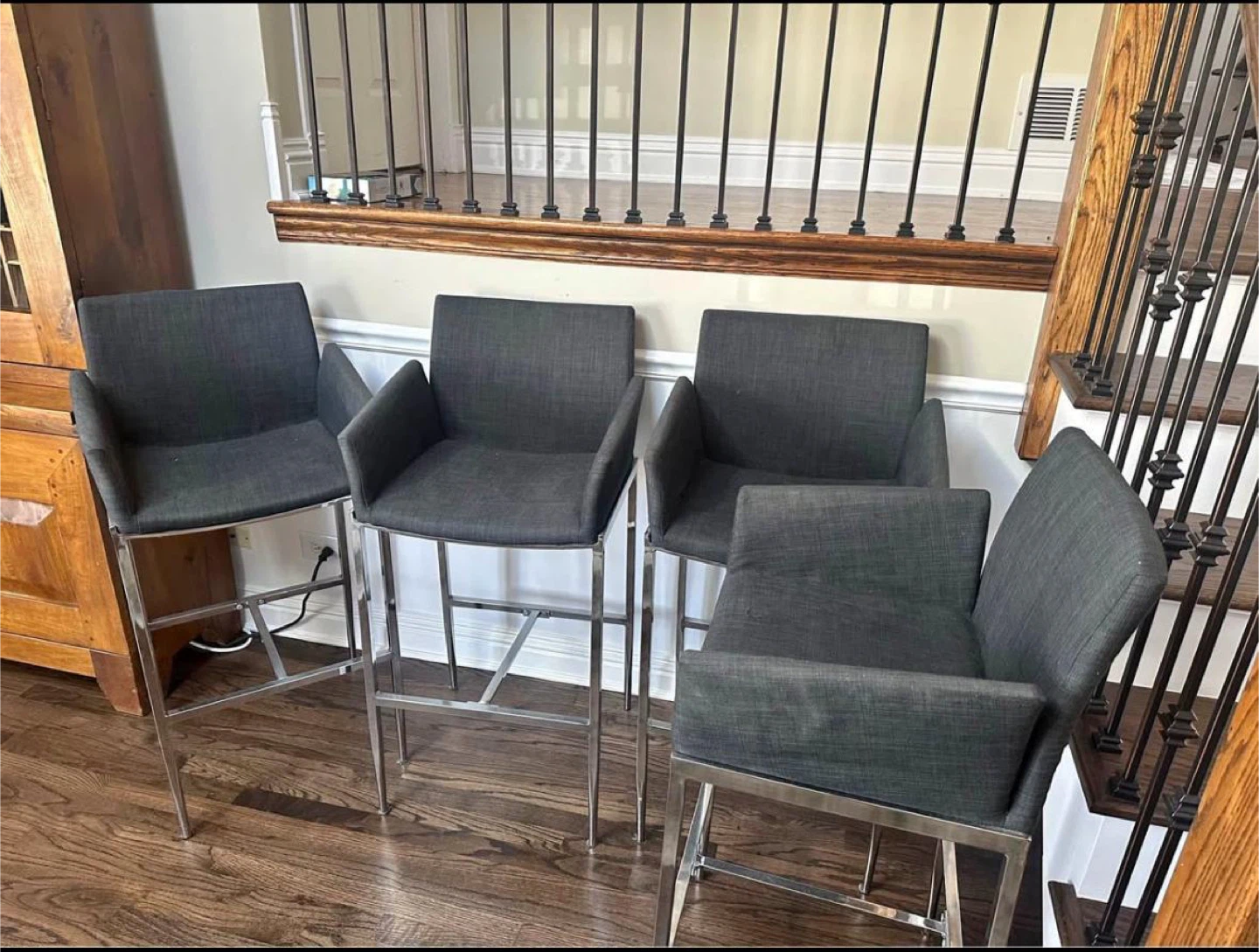 Set of 4 Gray Bar Stools