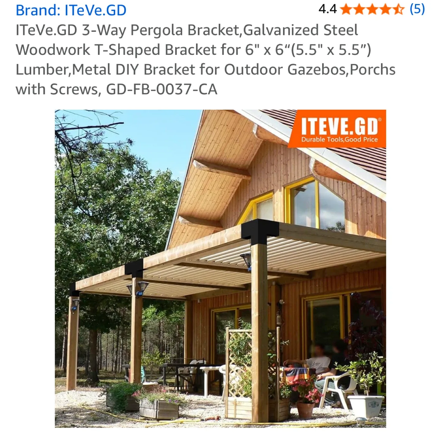 3-Way Pergola Bracket - Galvanized Steel image indicator(4)