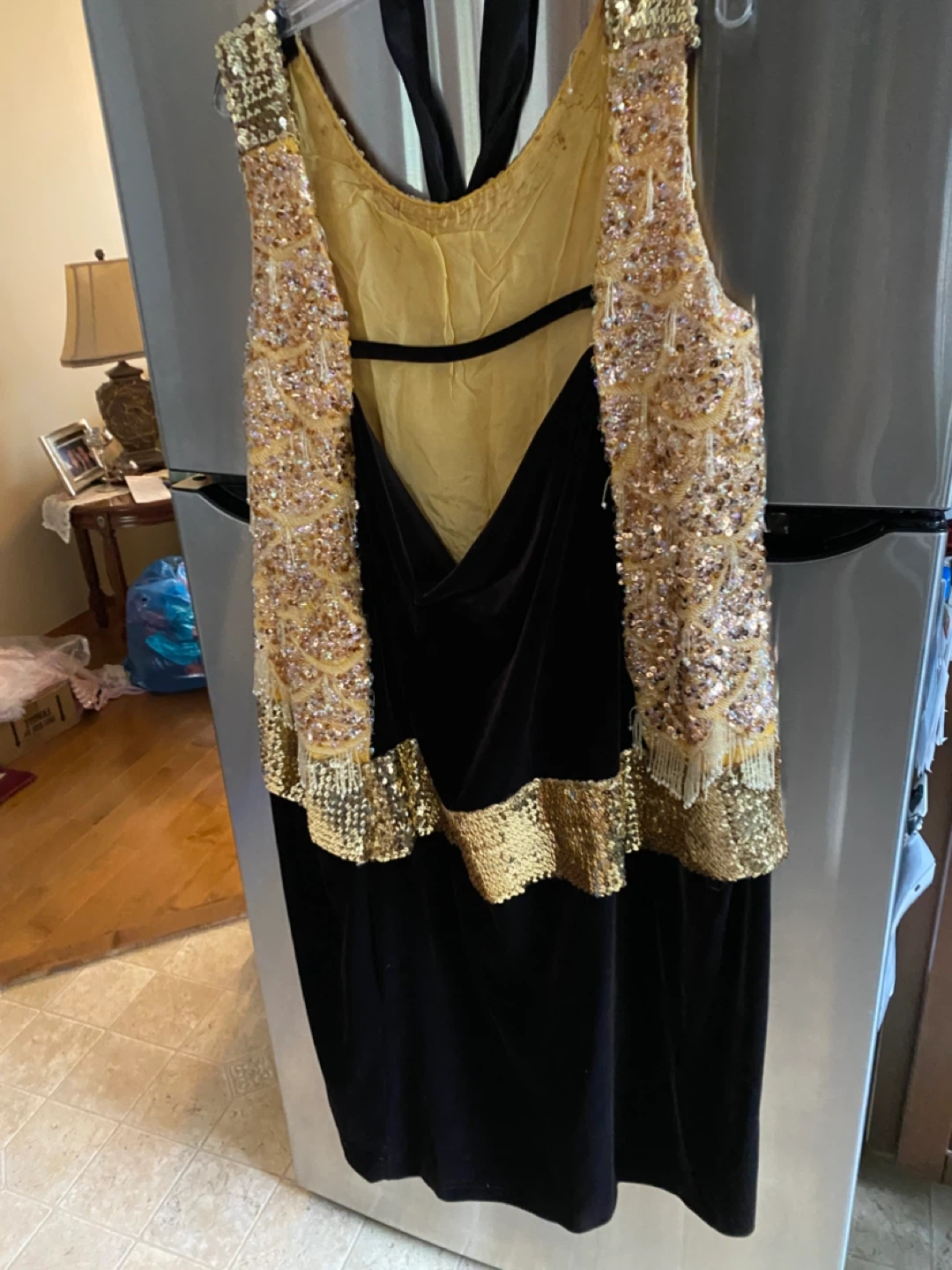 Halloween dress-Sequin & Velvet Dress - Gold & Black - photo 5