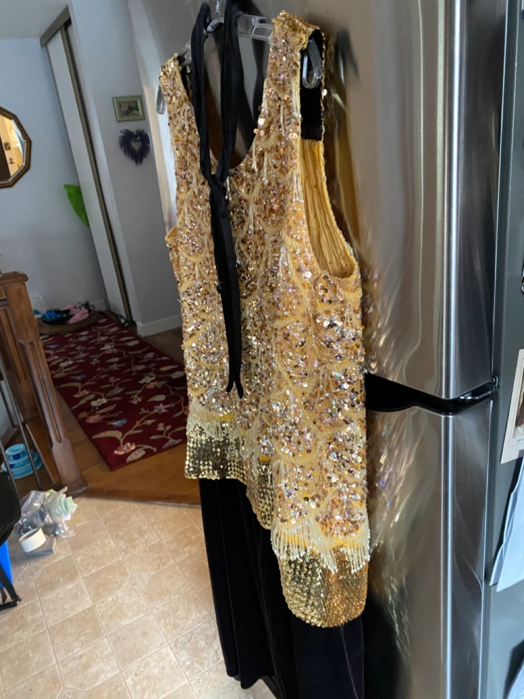 Halloween dress-Sequin & Velvet Dress - Gold & Black - photo 4