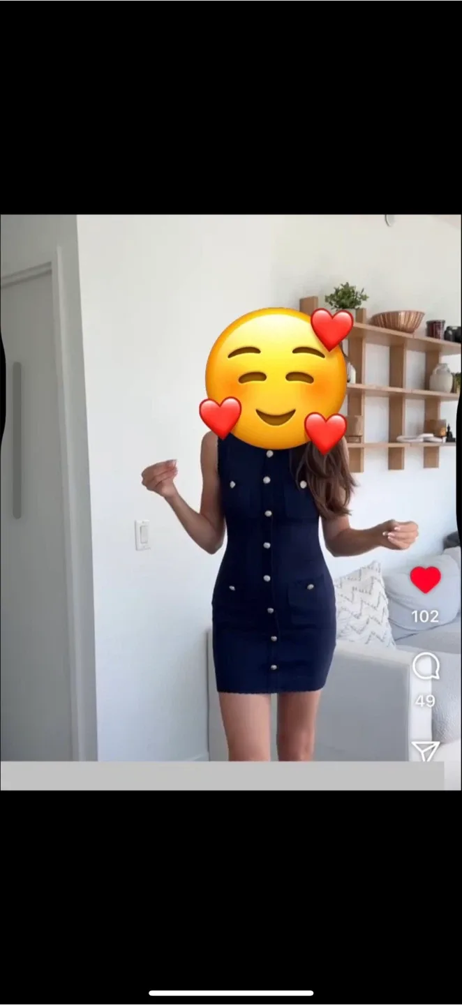 Brand New Cupshe Navy Button Knit Mini Dress-Size XS-S image indicator(2)