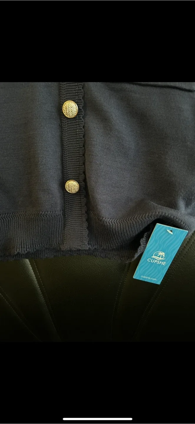 Brand New Cupshe Navy Button Knit Mini Dress-Size XS-S image indicator(3)